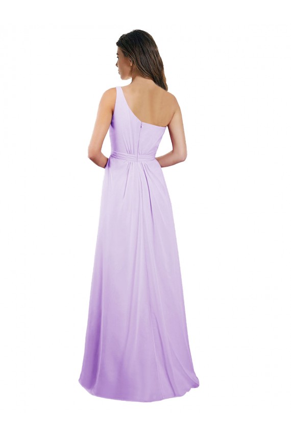 Lilac Chiffon One Shoulder Long Sleeveless Bridesmaid Dress / Evening Dress Norwich