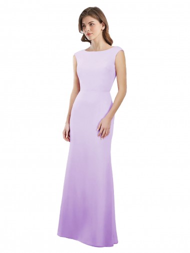Open Back Soft Chiffon Round Neck Long Cap Sleeves Bridesmaid Dress Norwich