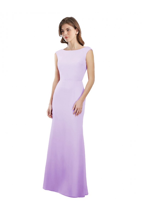 Open Back Soft Chiffon Round Neck Long Cap Sleeves Bridesmaid Dress Norwich