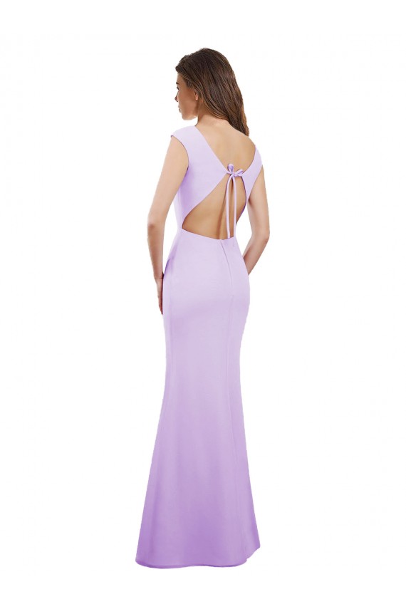 Open Back Soft Chiffon Round Neck Long Cap Sleeves Bridesmaid Dress Norwich