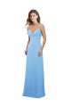 Keyhole Back Periwinkle Soft Chiffon Spaghetti Straps Long Sleeveless Bridesmaid Dress Norwich