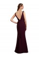 V-Back Burgundy Gold Soft Chiffon V-Neck Long Sleeveless Bridesmaid Dress Norwich