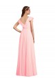V-Back Chiffon V-Neck Long Cap Sleeves Bridesmaid Dress / Evening Gowns Norwich