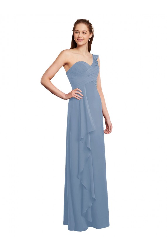 Chiffon One Shoulder Long Sleeveless Formal Dress / Bridesmaid Dress Norwich