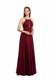 Open Back Burgundy Chiffon Spaghetti Straps Long Sleeveless Bridesmaid Dress / Evening Dress Norwich