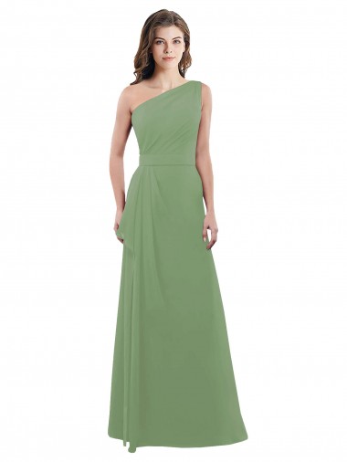 Seagrass Soft Chiffon One Shoulder Long Sleeveless Bridesmaid Dress Norwich