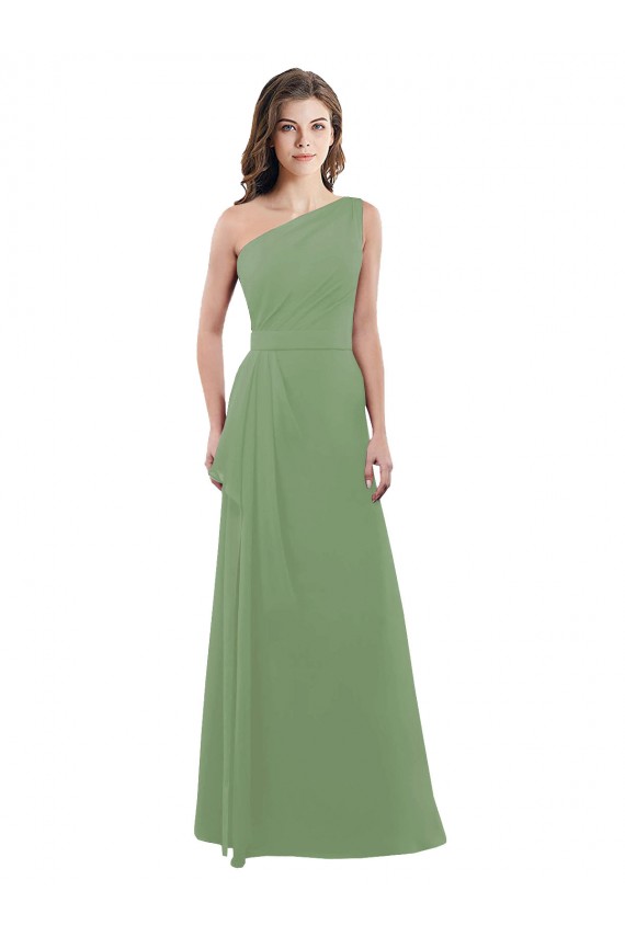 Seagrass Soft Chiffon One Shoulder Long Sleeveless Bridesmaid Dress Norwich