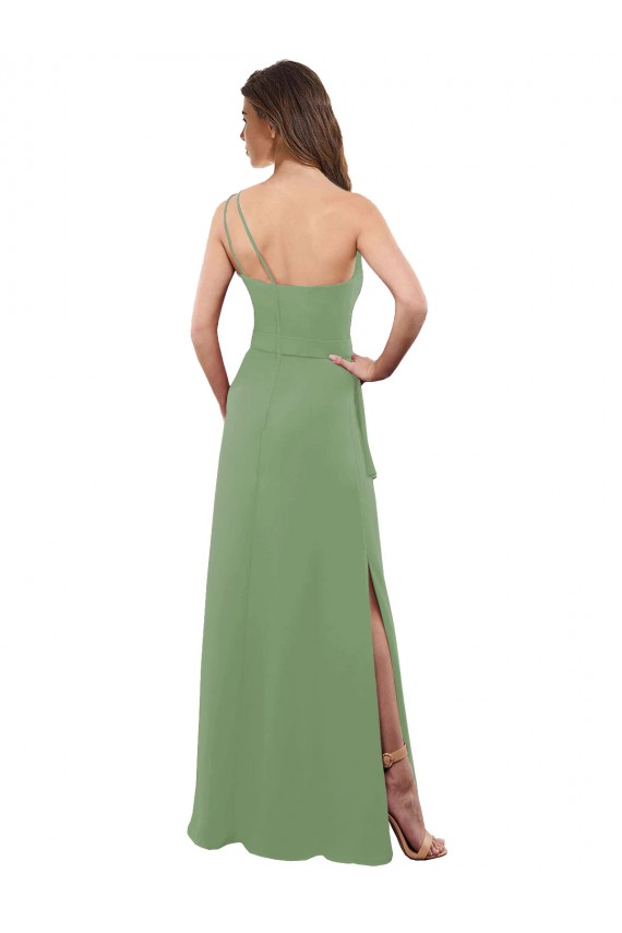 Seagrass Soft Chiffon One Shoulder Long Sleeveless Bridesmaid Dress Norwich