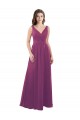 V-Back Wild Berry Soft Chiffon V-Neck Long Sleeveless Bridesmaid Dress Norwich
