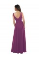V-Back Wild Berry Soft Chiffon V-Neck Long Sleeveless Bridesmaid Dress Norwich