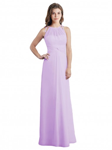 Keyhole Back Soft Chiffon Halter Neck Long Sleeveless Bridesmaid Dress / Formal Dress Norwich