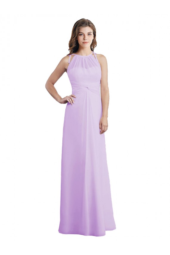 Keyhole Back Soft Chiffon Halter Neck Long Sleeveless Bridesmaid Dress / Formal Dress Norwich