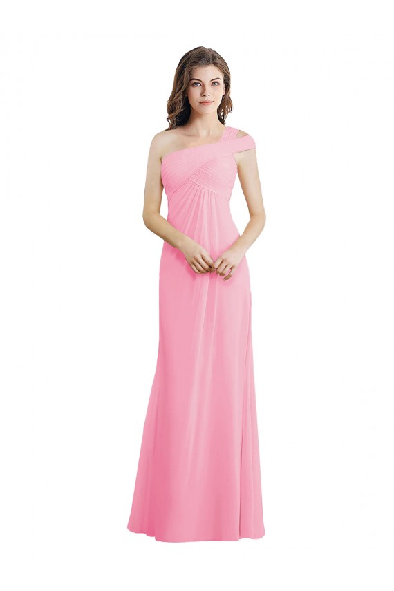 Chiffon One Shoulder Long Sleeveless Bridesmaid Dress Norwich
