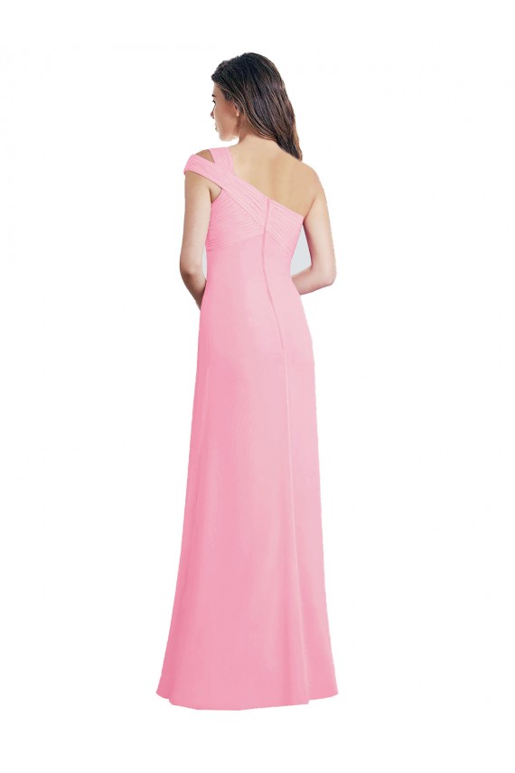 Chiffon One Shoulder Long Sleeveless Bridesmaid Dress Norwich