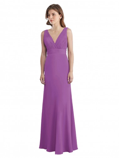 Low Back Dahlia Soft Chiffon V-Neck Long Sleeveless Bridesmaid Dress Norwich