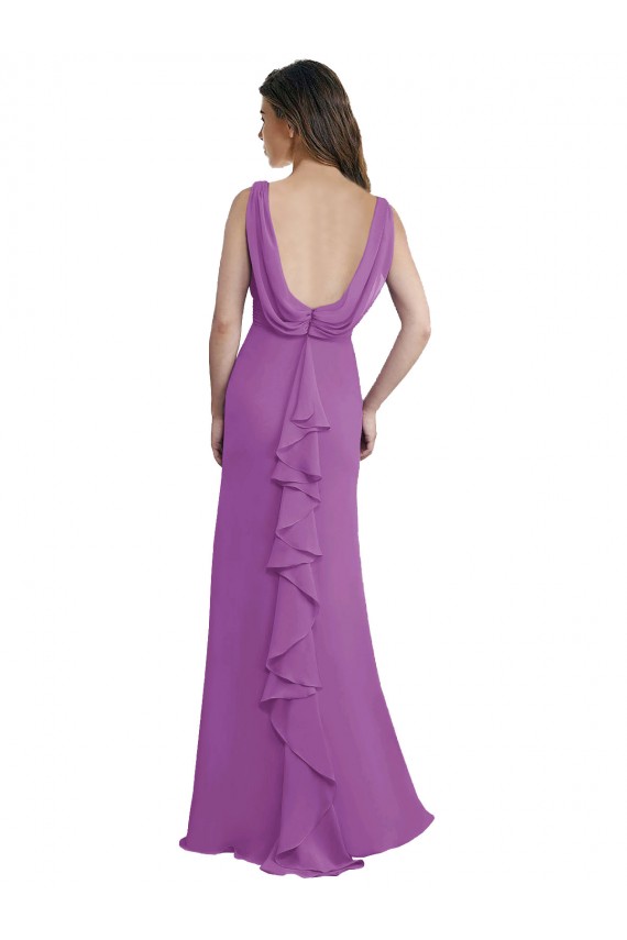 Low Back Dahlia Soft Chiffon V-Neck Long Sleeveless Bridesmaid Dress Norwich