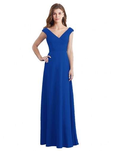 Royal Blue Chiffon V-Neck Long Sleeveless Bridesmaid Dress / Evening Dress Norwich