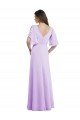 V-Back Soft Chiffon V-Neck Long Split Sleeves Bridesmaid Dress Norwich