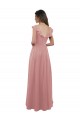 V-Back Dusty Pink Soft Chiffon V-Neck Long Cap Sleeves Bridesmaid Dress Norwich