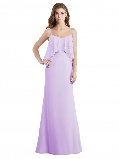 Low Back Chiffon Spaghetti Straps Long Sleeveless Bridesmaid Dress / Evening Dress Norwich