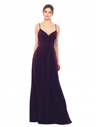 Open Back Grape Soft Chiffon Spaghetti Straps Long Sleeveless Formal Dress / Bridesmaid Dress Norwich