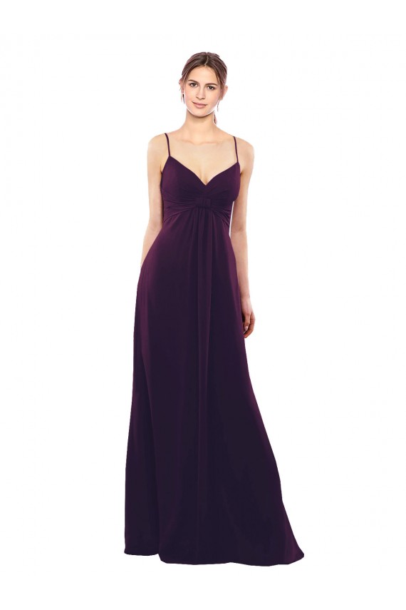 Open Back Grape Soft Chiffon Spaghetti Straps Long Sleeveless Formal Dress / Bridesmaid Dress Norwich