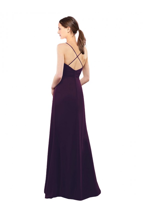 Open Back Grape Soft Chiffon Spaghetti Straps Long Sleeveless Formal Dress / Bridesmaid Dress Norwich