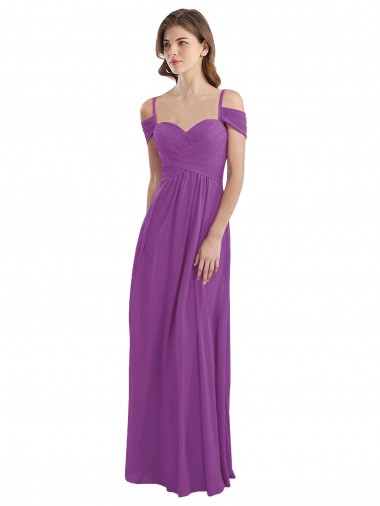 Soft Chiffon Sweetheart Long Cold Shoulder Bridesmaid Dress Norwich