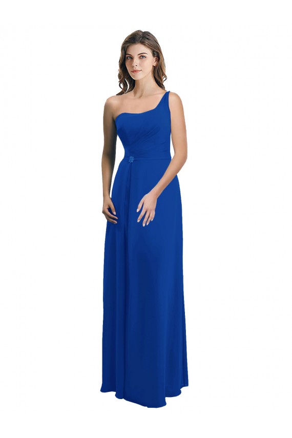 Low Back Soft Chiffon One Shoulder Long Sleeveless Bridesmaid Dress Norwich