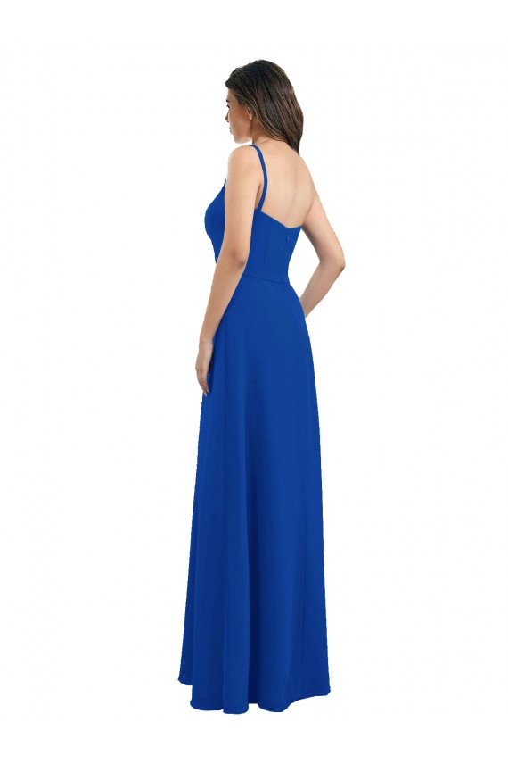 Low Back Soft Chiffon One Shoulder Long Sleeveless Bridesmaid Dress Norwich