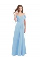 Low Back Light Sky Blue Soft Chiffon Spaghetti Straps Long Cold Shoulder Bridesmaid Dress Norwich