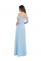 Low Back Light Sky Blue Soft Chiffon Spaghetti Straps Long Cold Shoulder Bridesmaid Dress Norwich