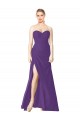 Low Back Plum Purple Soft Chiffon Sweetheart Long Sleeveless Bridesmaid Dress Norwich