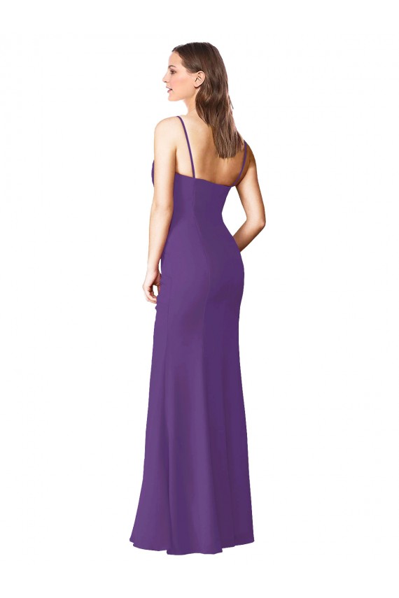 Low Back Plum Purple Soft Chiffon Sweetheart Long Sleeveless Bridesmaid Dress Norwich