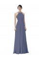 Open Back Silver Stone Soft Chiffon Halter Neck Long Sleeveless Formal Dress / Bridesmaid Dress Norwich