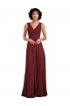 V-Back A-Line Soft Chiffon V-Neck Long Sleeveless Bridesmaid Dress Norwich