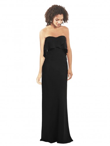 Black Soft Chiffon Sweetheart Long Sleeveless Bridesmaid Dress Norwich