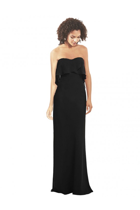 Black Soft Chiffon Sweetheart Long Sleeveless Bridesmaid Dress Norwich