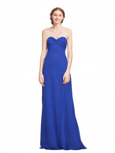 Soft Chiffon Sweetheart Long Sleeveless Bridesmaid Gown Norwich