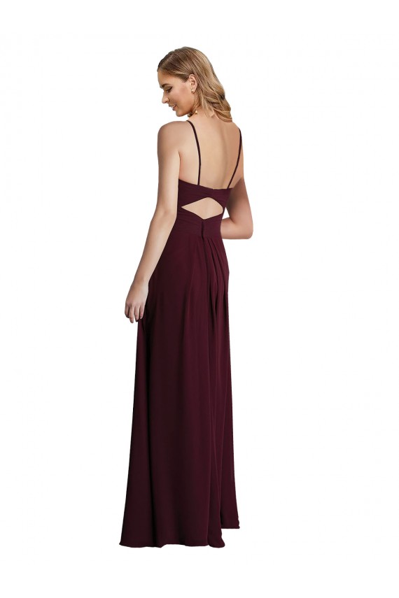Keyhole Back Chiffon Spaghetti Straps Long Sleeveless Wedding Party Dress Norwich
