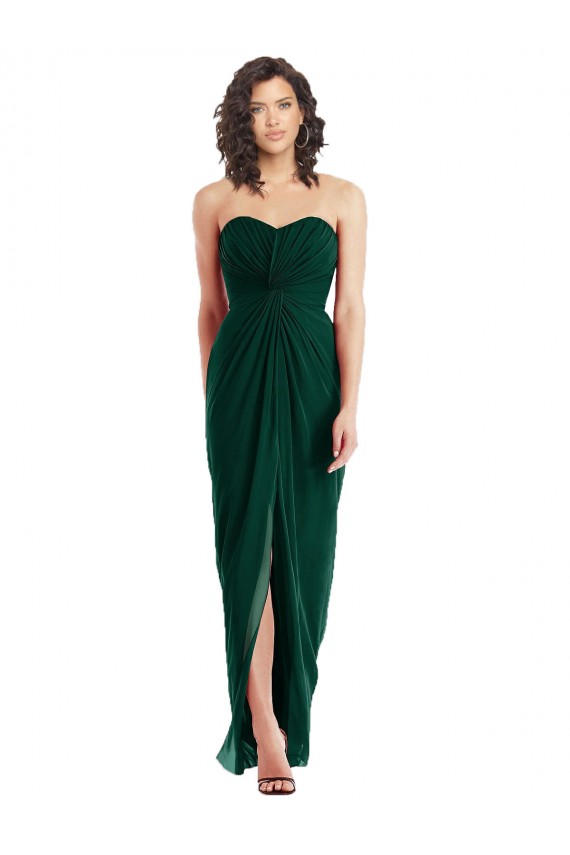 Low Back Ever Green Soft Chiffon Sweetheart Long Sleeveless Bridesmaid Dress Norwich