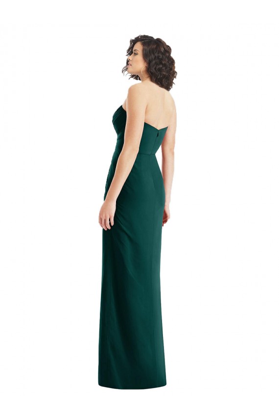 Low Back Ever Green Soft Chiffon Sweetheart Long Sleeveless Bridesmaid Dress Norwich