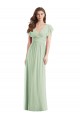 Open Back Soft Chiffon V-Neck Long Flutter Sleeves Bridesmaid Dress Norwich