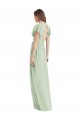 Open Back Soft Chiffon V-Neck Long Flutter Sleeves Bridesmaid Dress Norwich