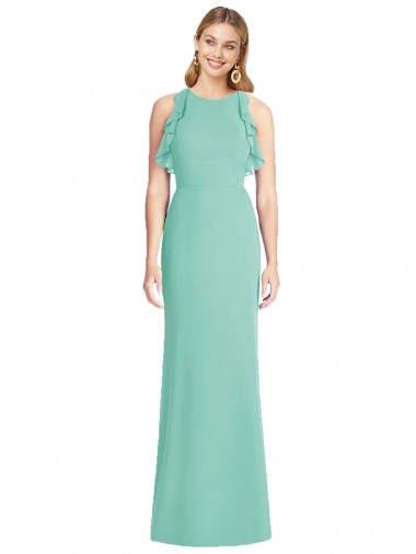 Open Back Soft Chiffon Jewel Neck Long Sleeveless Bridesmaid Dress Norwich