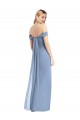 Low Back Dusty Blue Soft Chiffon Off the Shoulder Long Sleeveless Semi Formal Evening Dress / Bridesmaid Dress Norwich