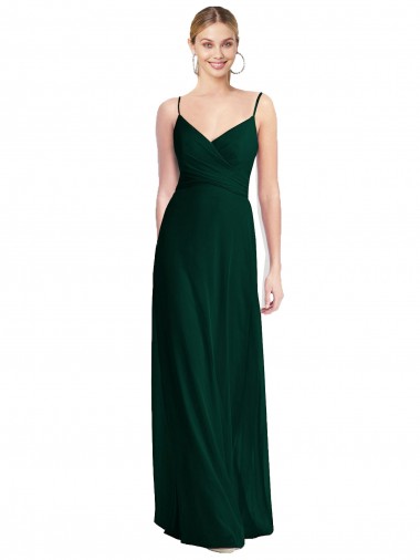 Low Back Ever Green Soft Chiffon Spaghetti Straps Long Sleeveless Bridesmaid Dress Norwich