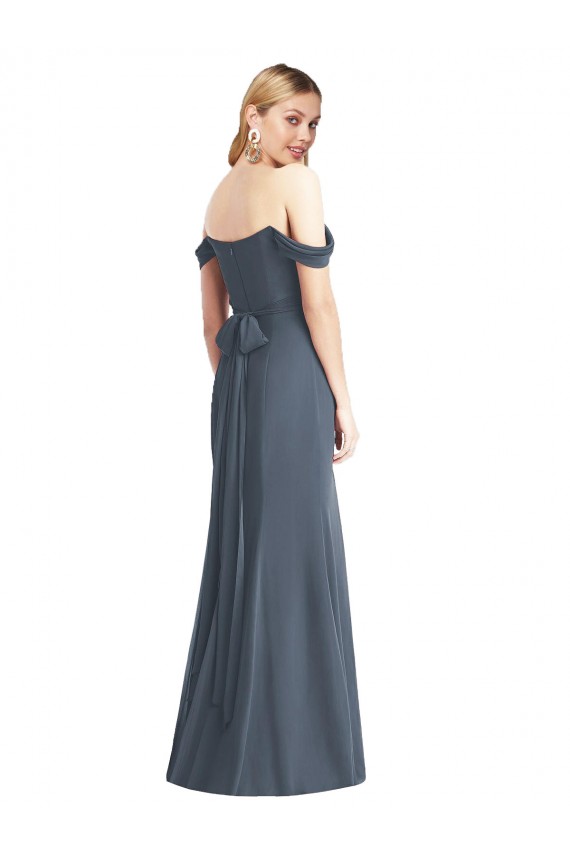 Open Back Soft Chiffon Off the Shoulder Long Sleeveless Bridesmaid Dress Norwich