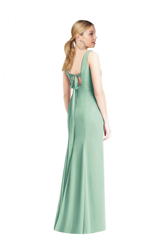 Tie Back Soft Chiffon V-Neck Long Sleeveless Bridesmaid Dress Norwich