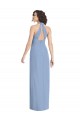 Open Back Dusty Blue Soft Chiffon Halter Neck Long Sleeveless Formal Evening Gown / Bridesmaid Dress Norwich